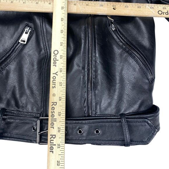 Elodie Nordstrom Womens Size XS Moto Jacket Black Faux Leather - Picture 9 of 16